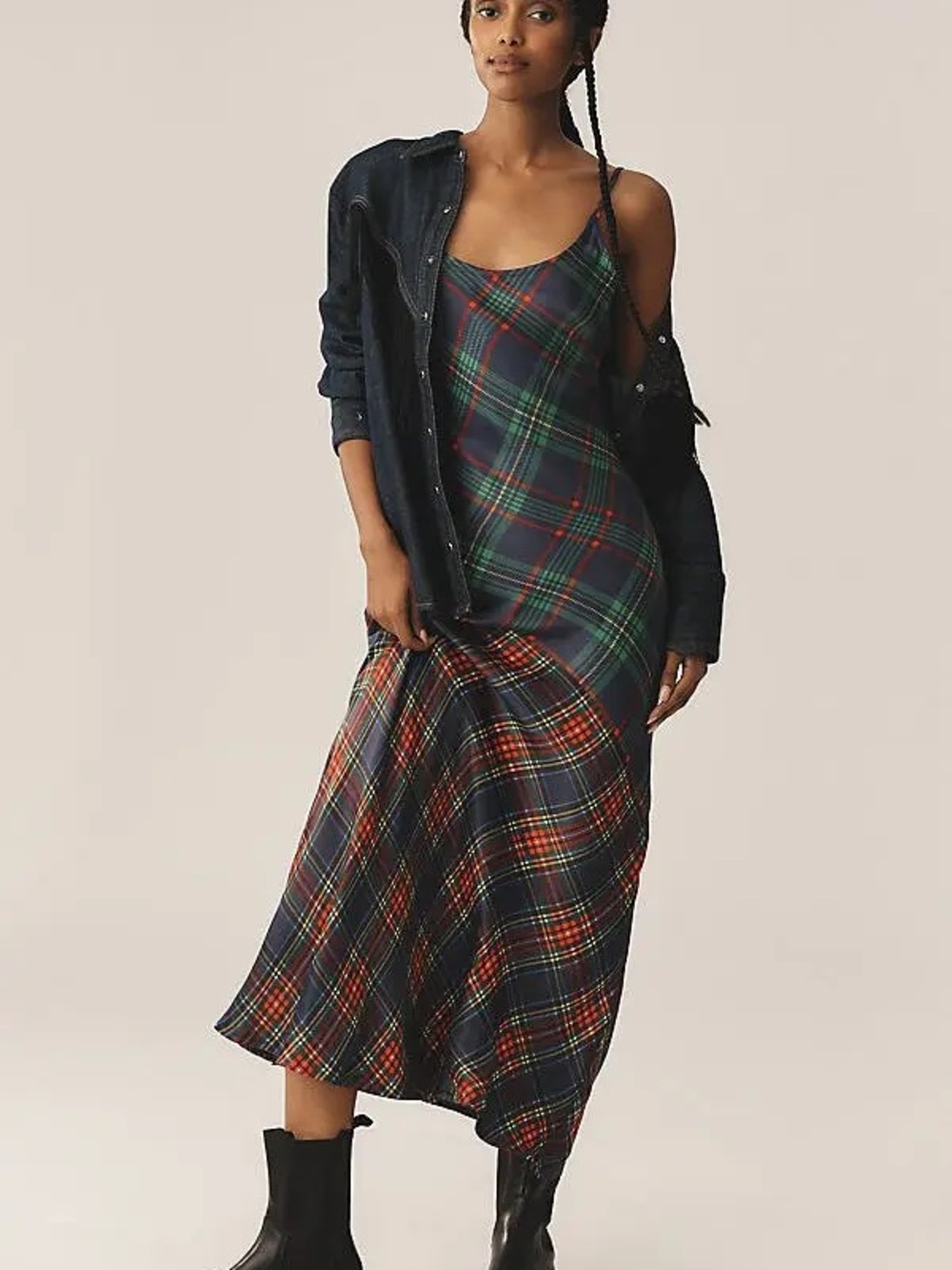 Anthropologie Conditions Apply Plaid Slip Maxi Dress